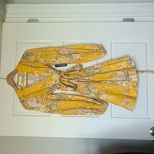 NWT Zimmermann Amelie Yellow Floral Wrap Mini Dress  Au 0